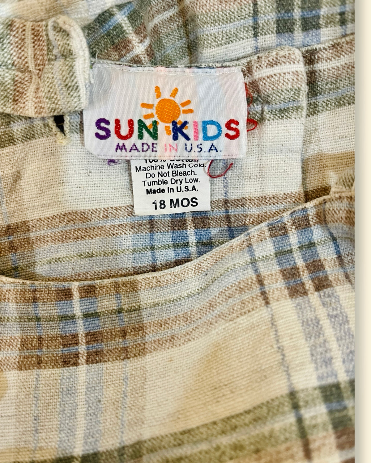 Sun Kids - Vintage Plaid Eyelet Lace Layered Dress
