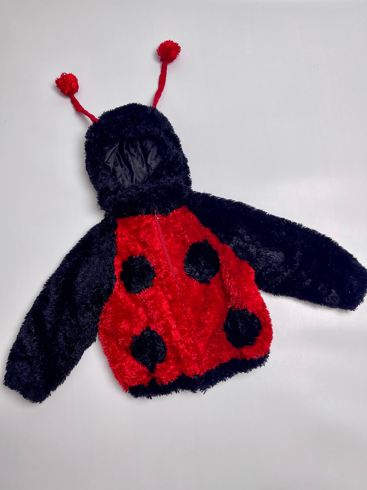 Ladybug Plush Hooded Jacket – Red & Black