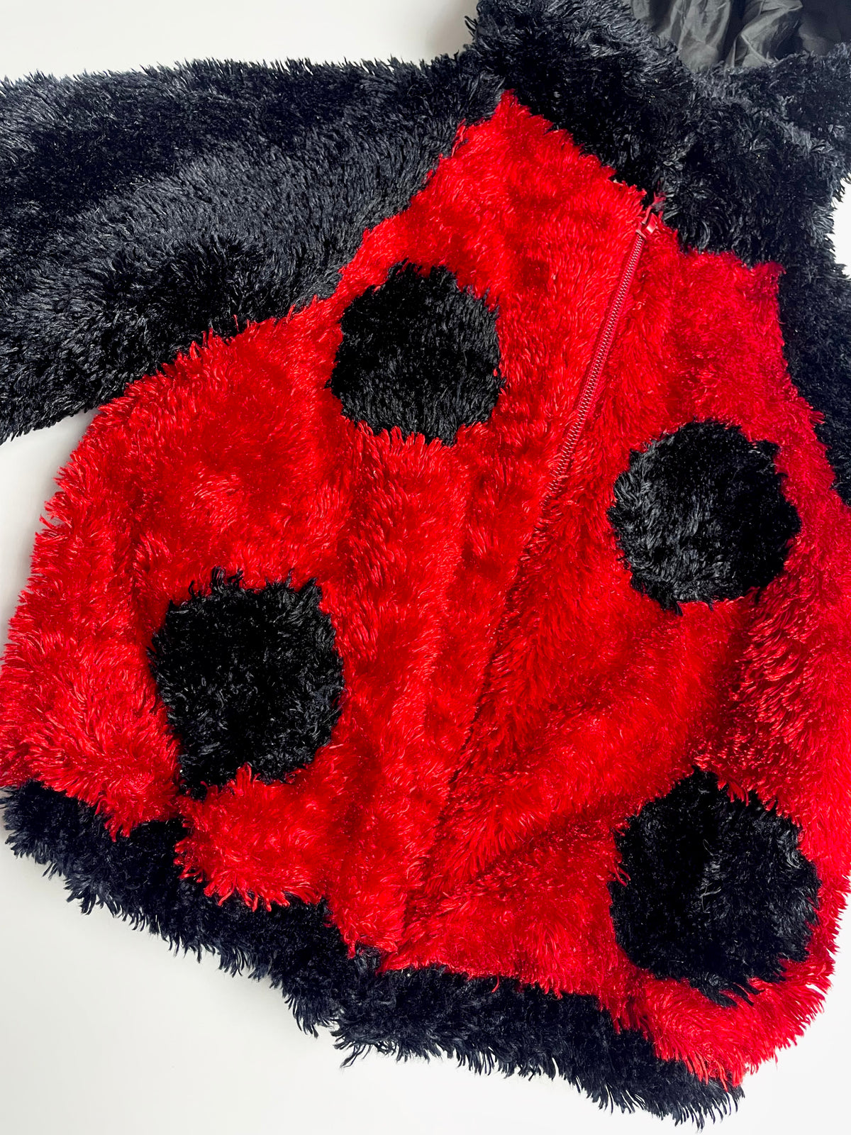 Ladybug Plush Hooded Jacket – Red & Black