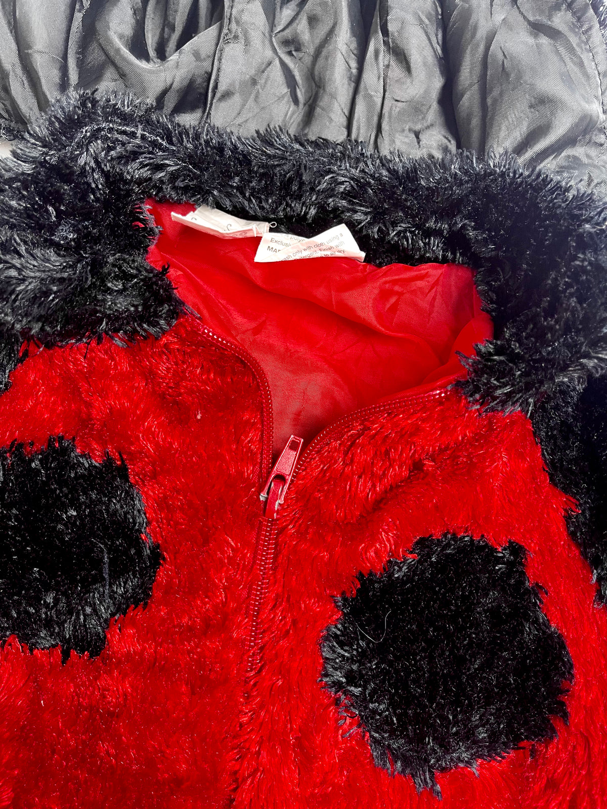 Ladybug Plush Hooded Jacket – Red & Black