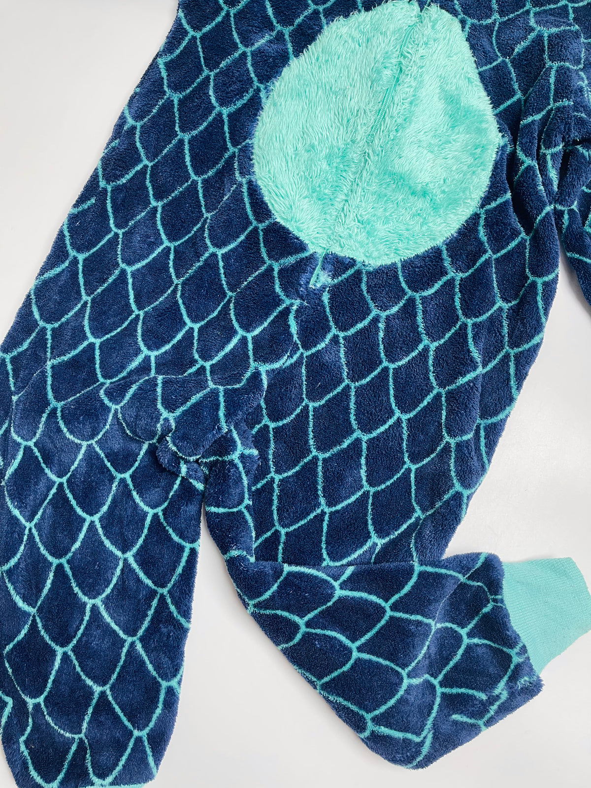 Dinosaur Plush Hooded Romper – Navy & Teal