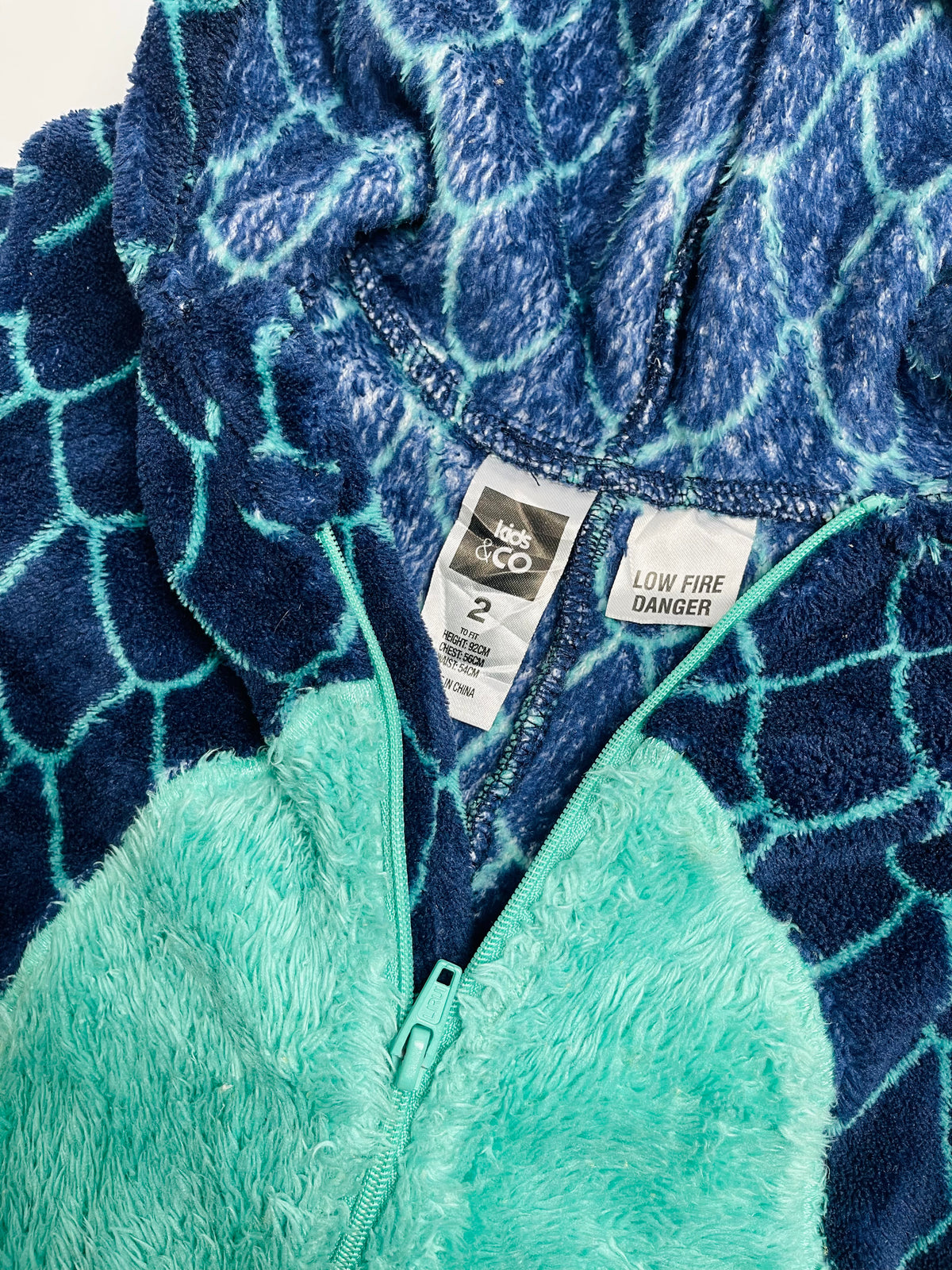 Dinosaur Plush Hooded Romper – Navy & Teal