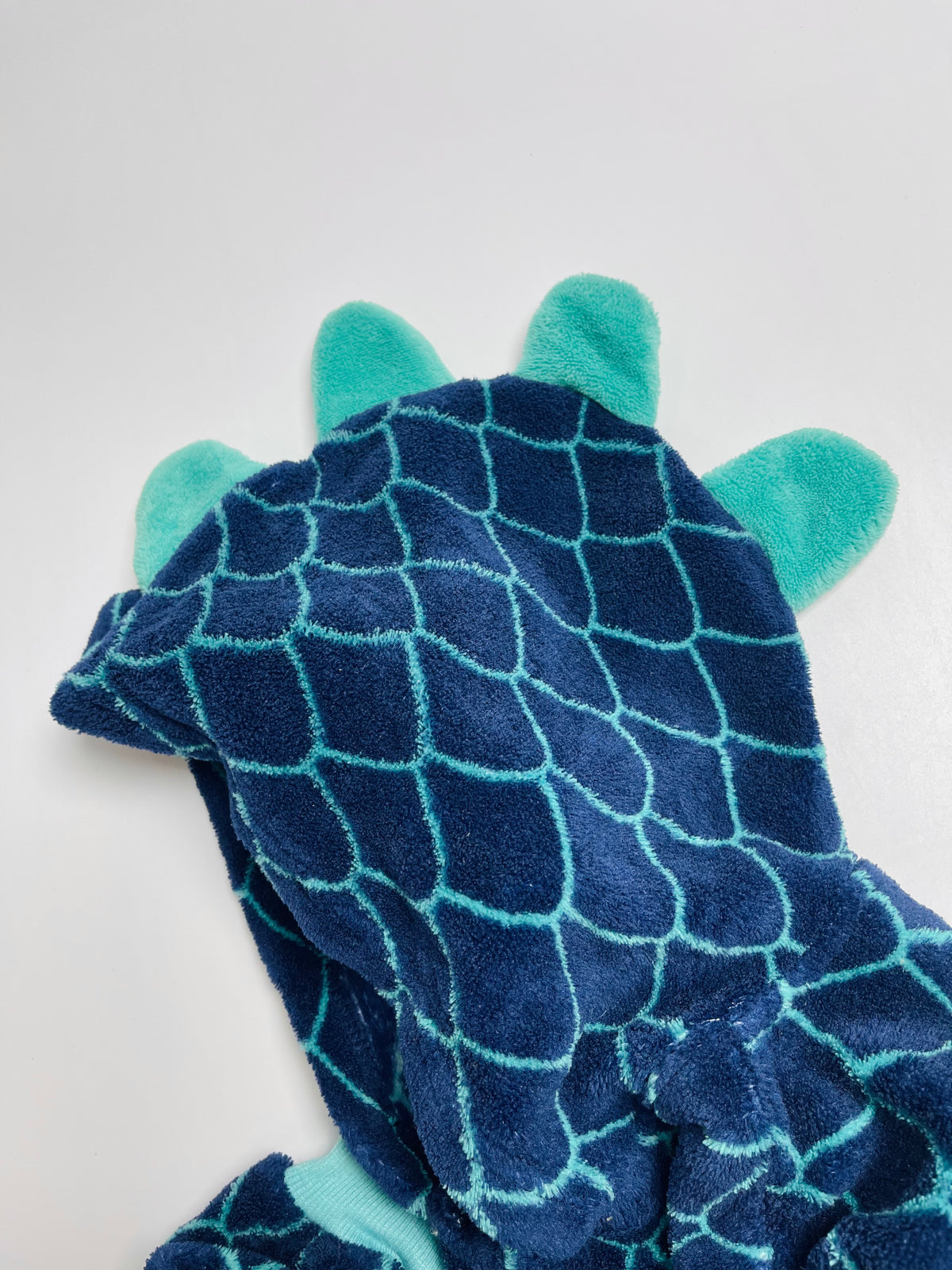 Dinosaur Plush Hooded Romper – Navy & Teal