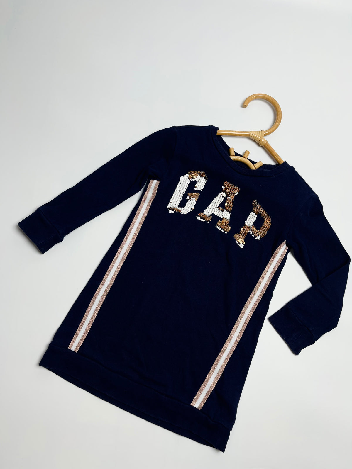 GAP Kids Navy Sequin Logo Long-Sleeve Dress | Girls