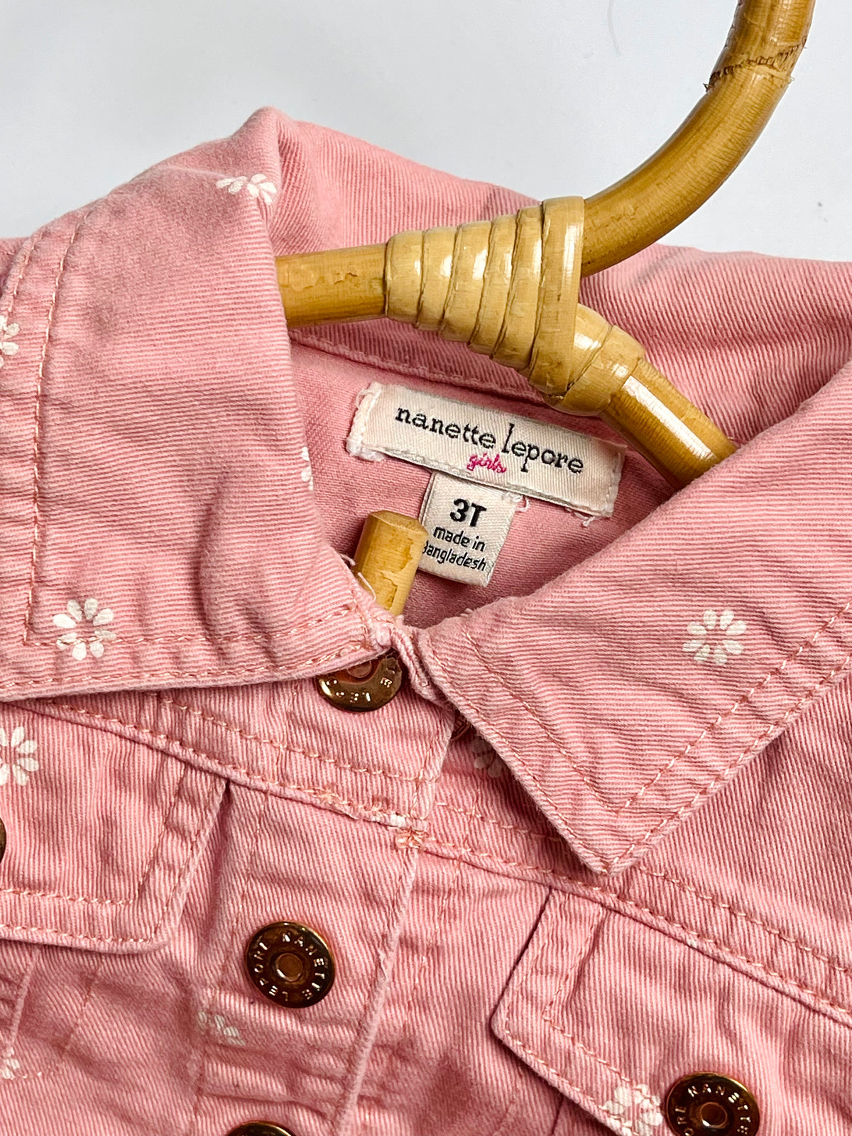Nanette Lepore Pink Floral Denim Jacket – Ruffle Detail