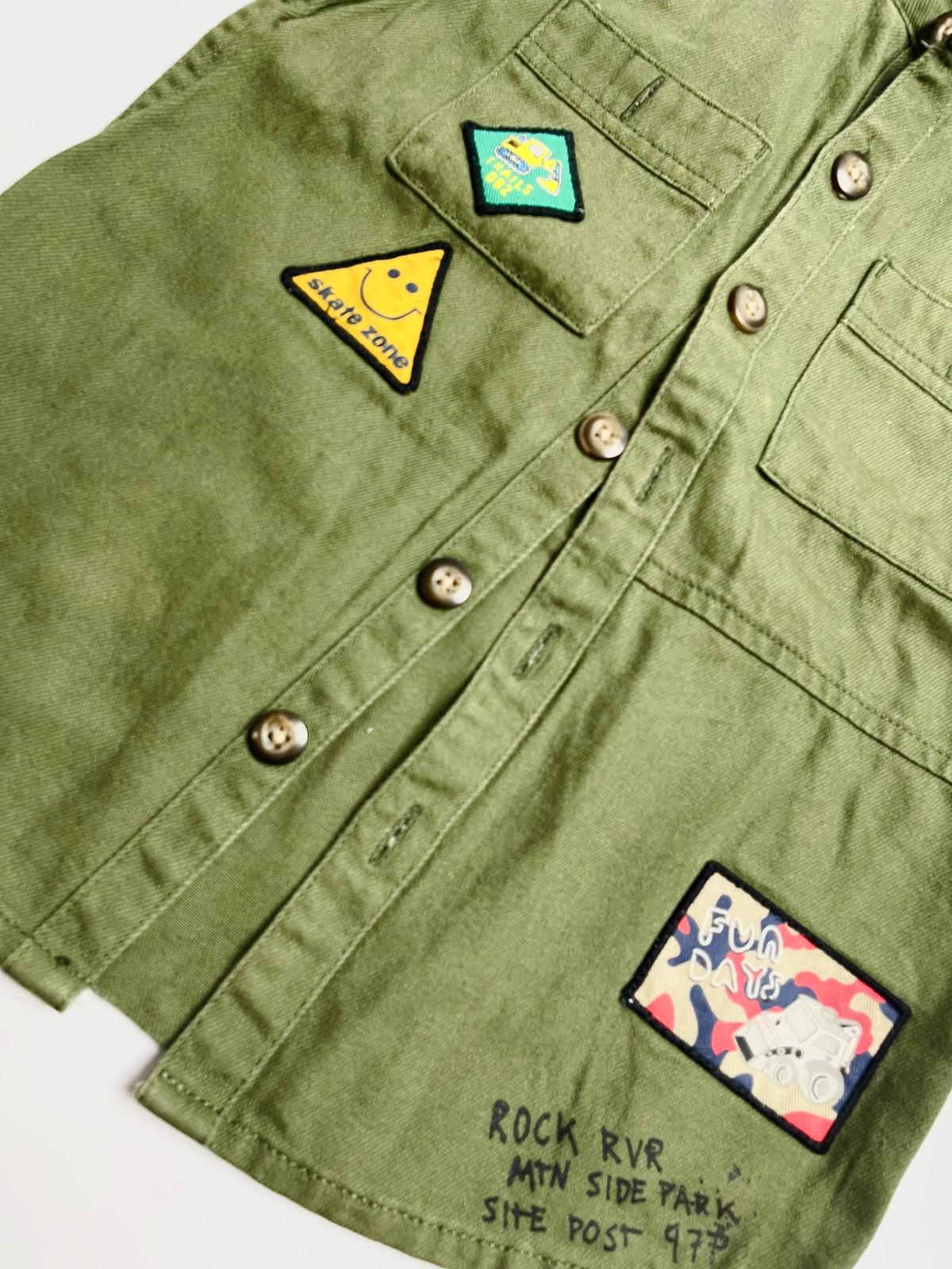 NEXT Kids Olive Green Utility Patchwork Button-Up Shirt