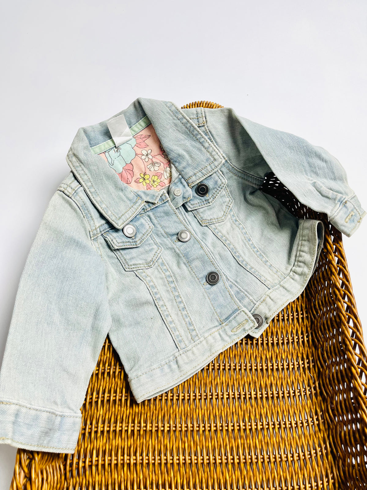 CARTER'S Light Wash Denim Jacket – Floral LiningER