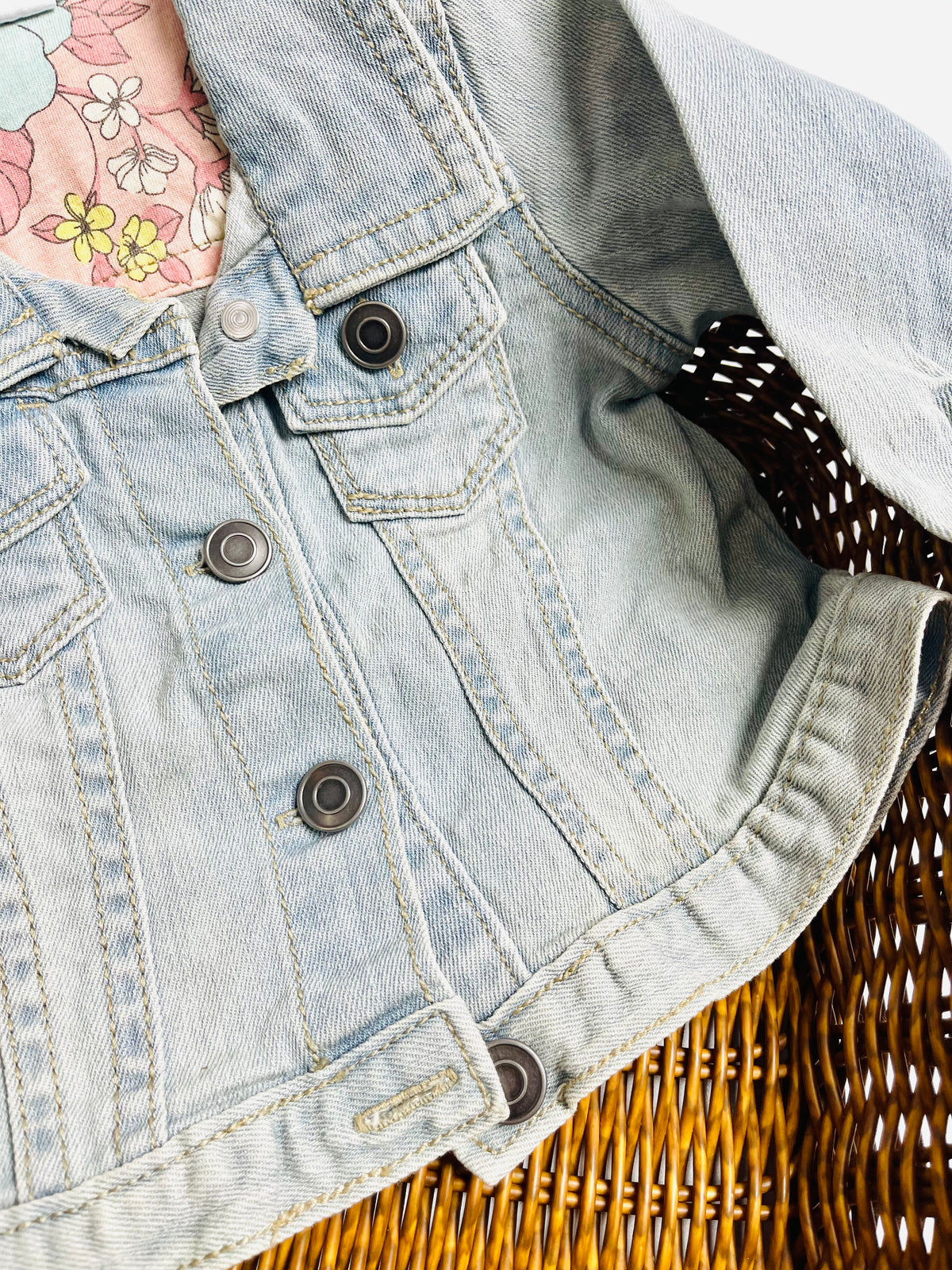 CARTER'S Light Wash Denim Jacket – Floral LiningER
