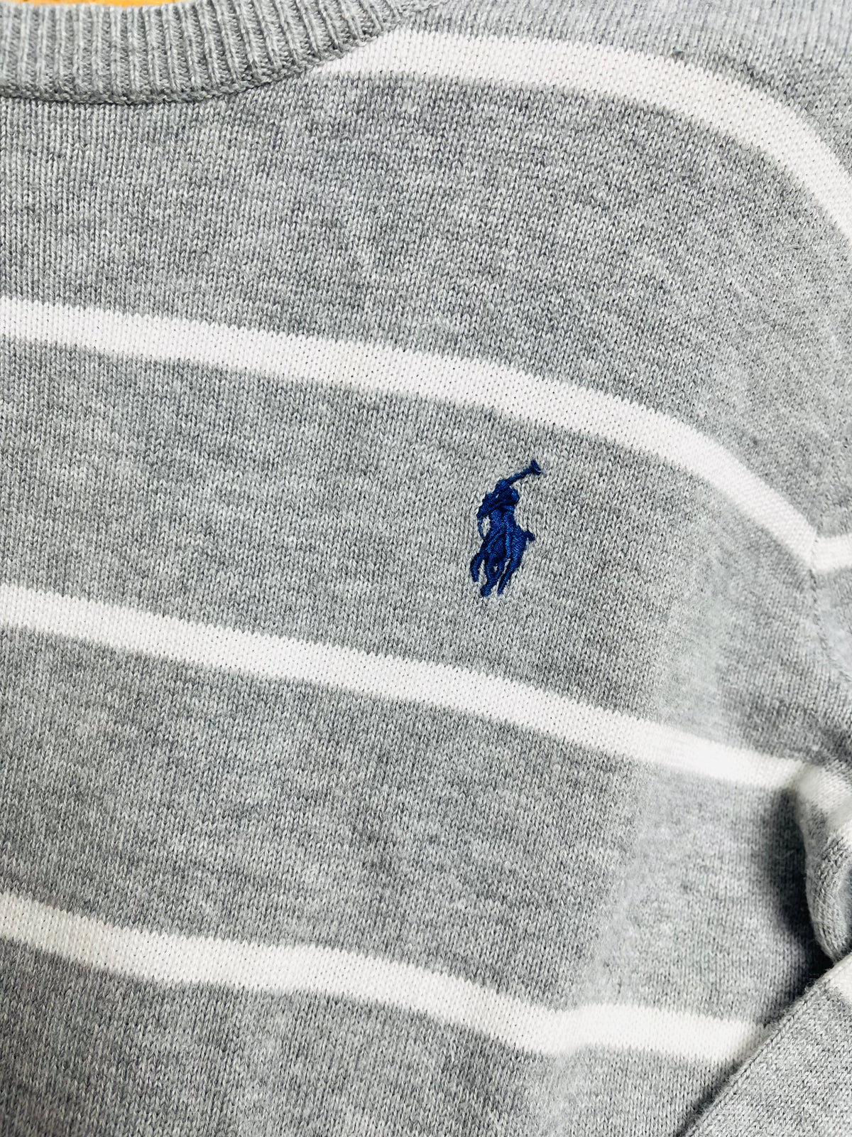 Ralph Lauren Gray & White Striped Cotton Sweater