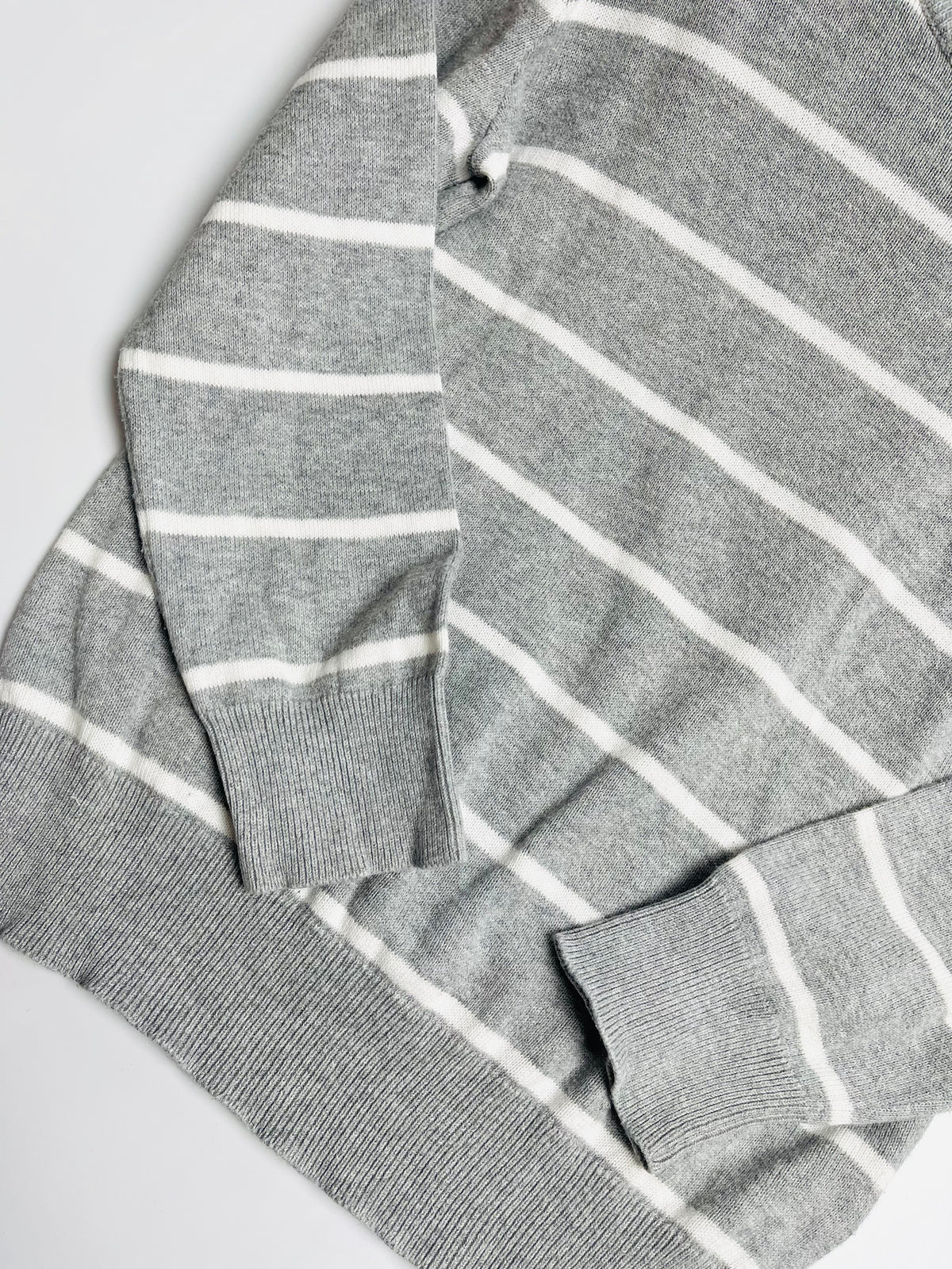 Ralph Lauren Gray & White Striped Cotton Sweater