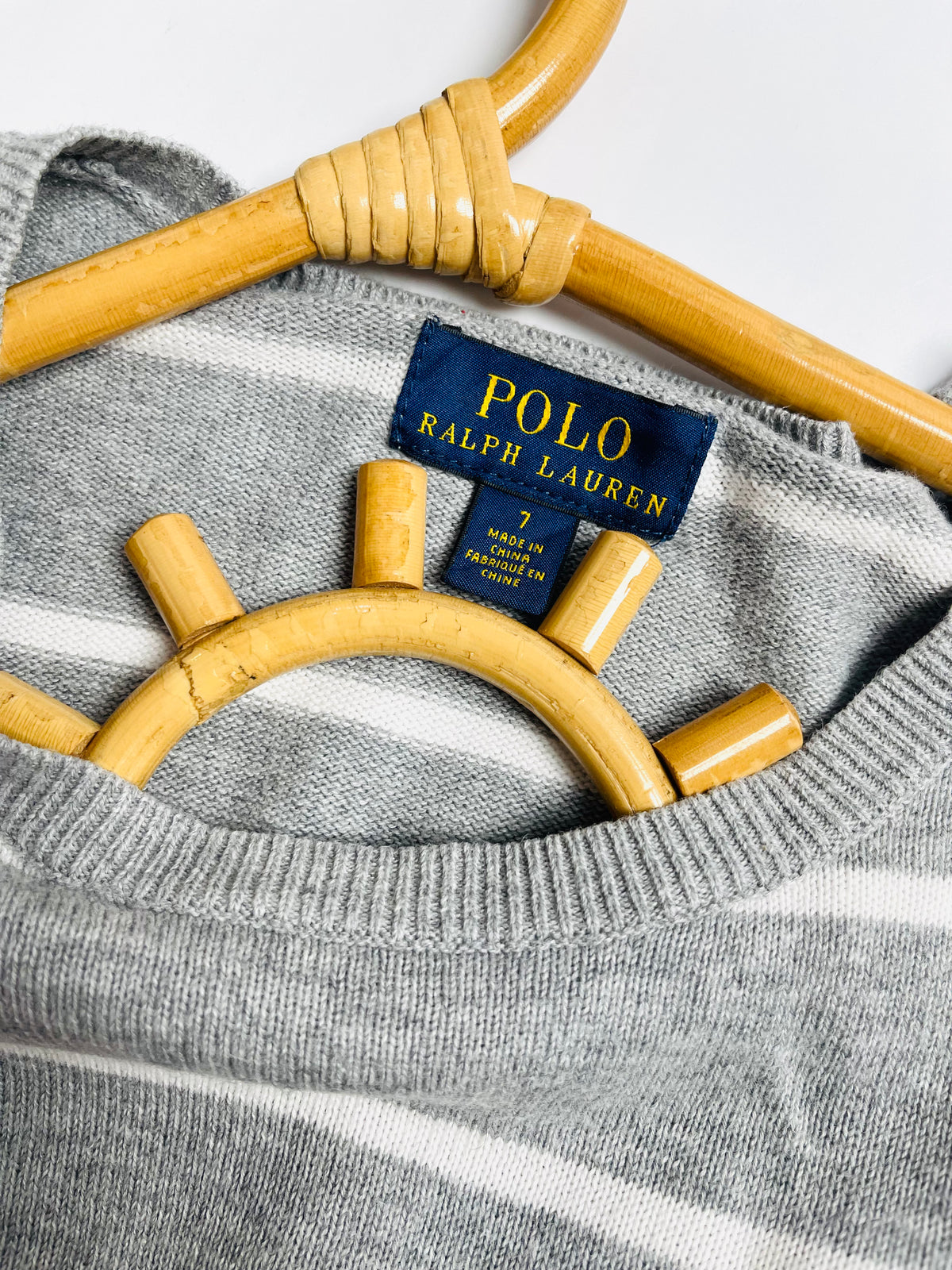 Ralph Lauren Gray & White Striped Cotton Sweater