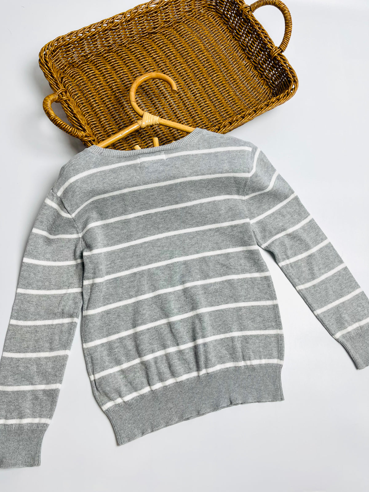 Ralph Lauren Gray & White Striped Cotton Sweater