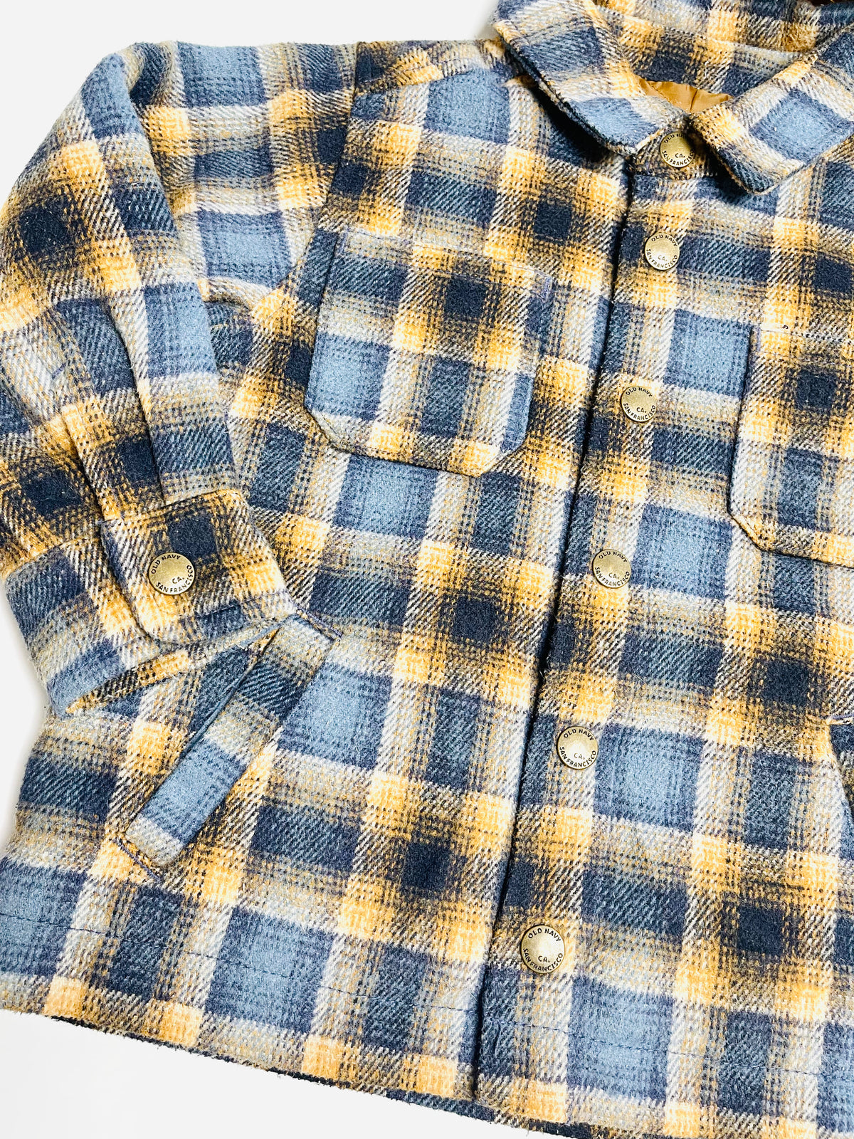 Oshkosh Kids Blue & Mustard Plaid Button-Up Shacket