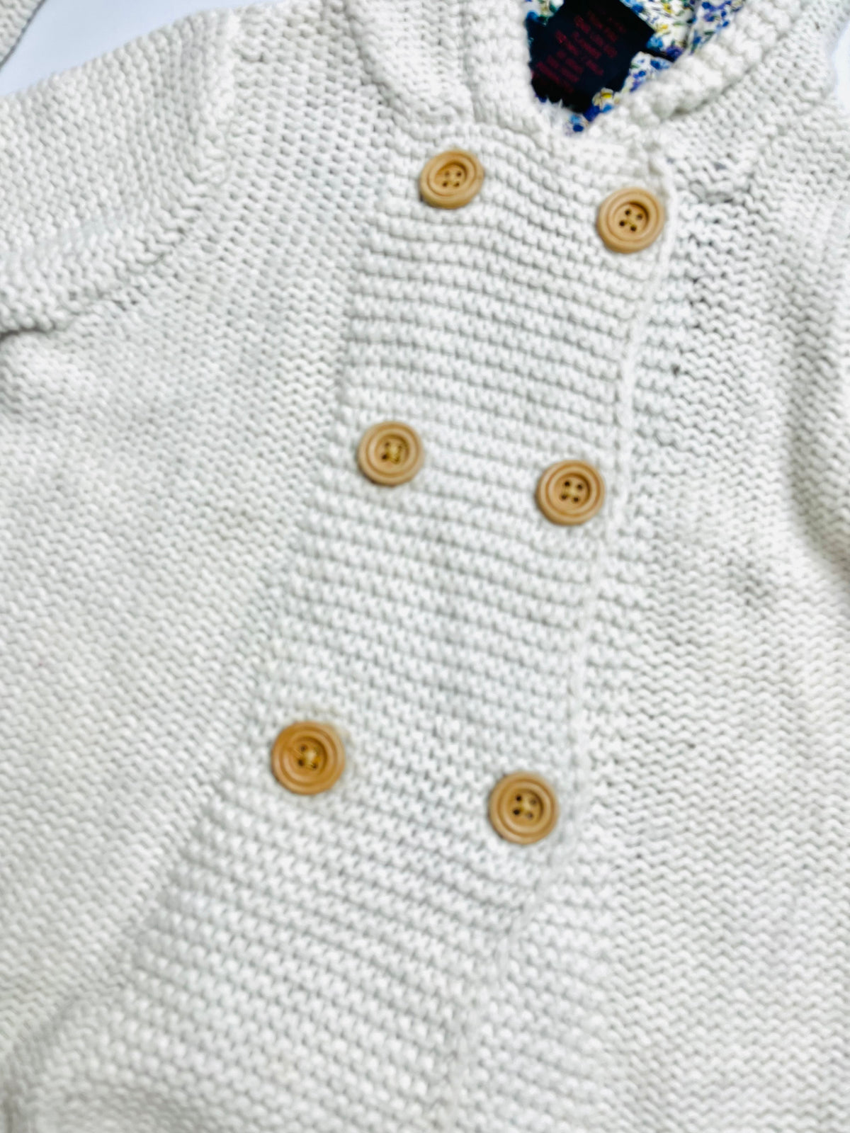Cynthia Rowley Cream Knit Hooded Cardigan with Floral Lining