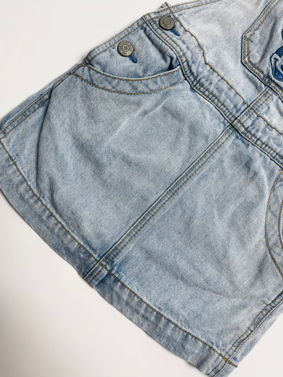 GAP x Disney Minnie Mouse Light Wash Denim Overall Dress | Girls