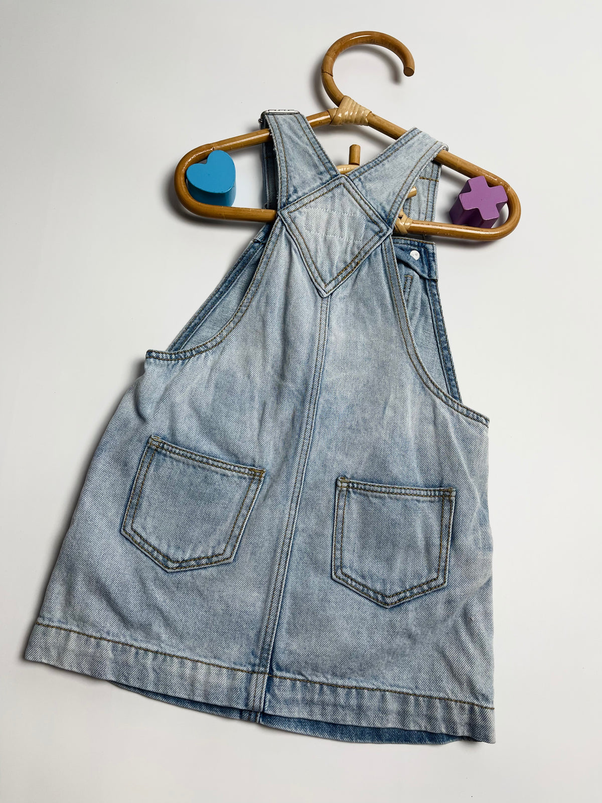 GAP x Disney Minnie Mouse Light Wash Denim Overall Dress | Girls