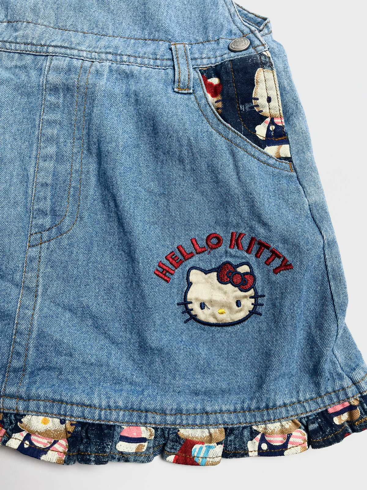 Vintage Hello Kitty Denim Overall Dress | Girls