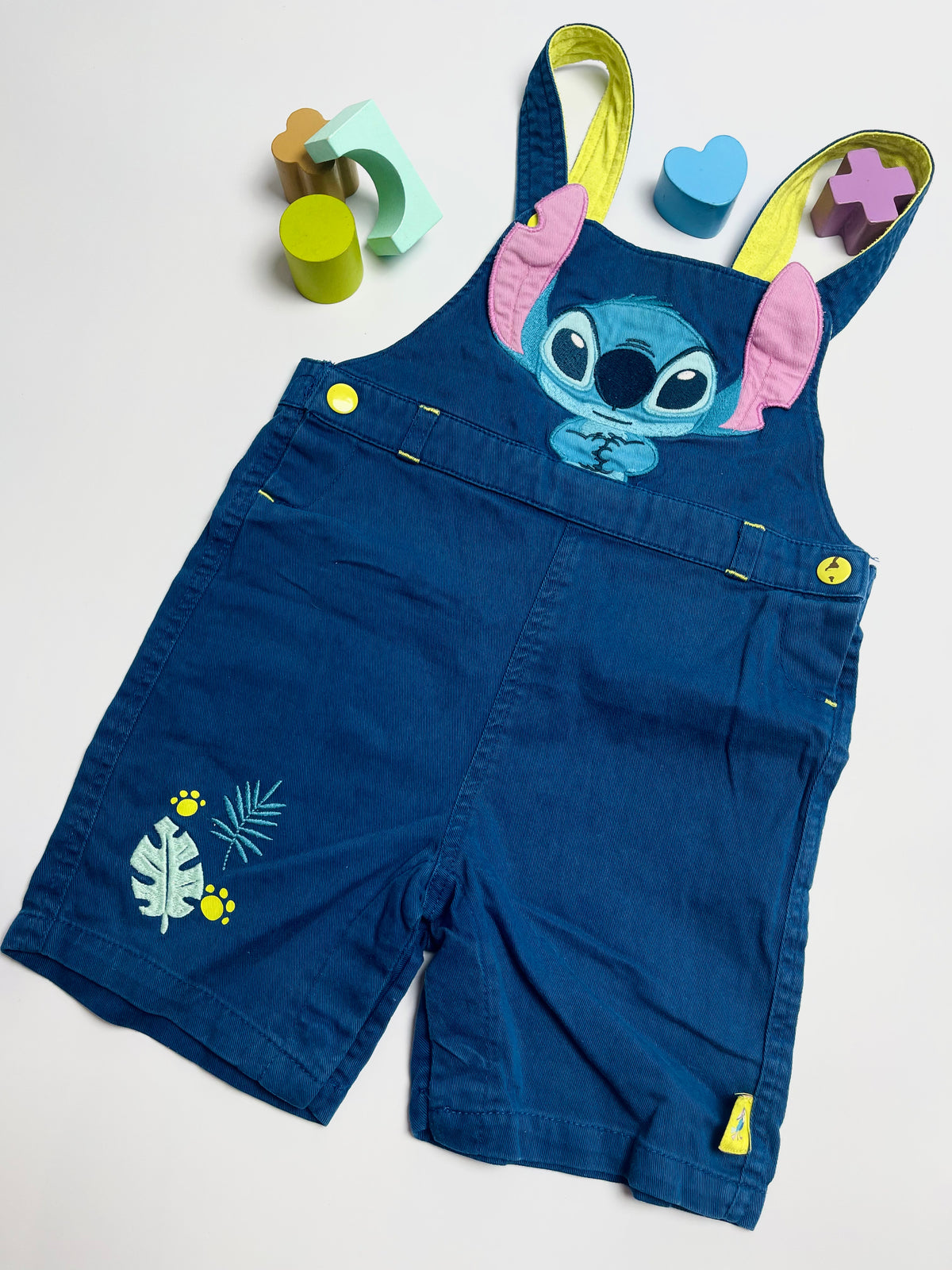 Disney Stitch Kids Denim Overalls with Embroidered Stitch