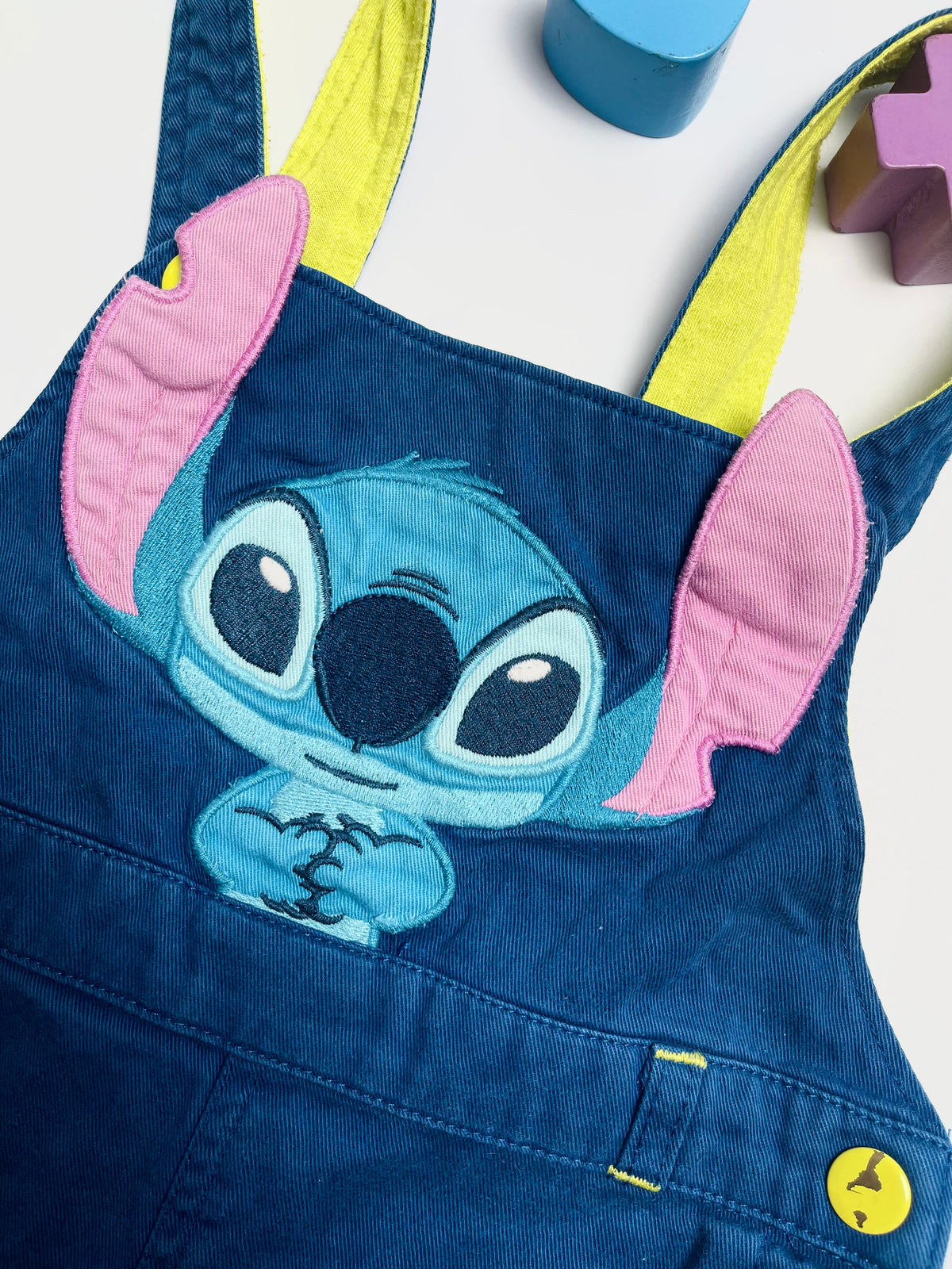 Disney Stitch Kids Denim Overalls with Embroidered Stitch