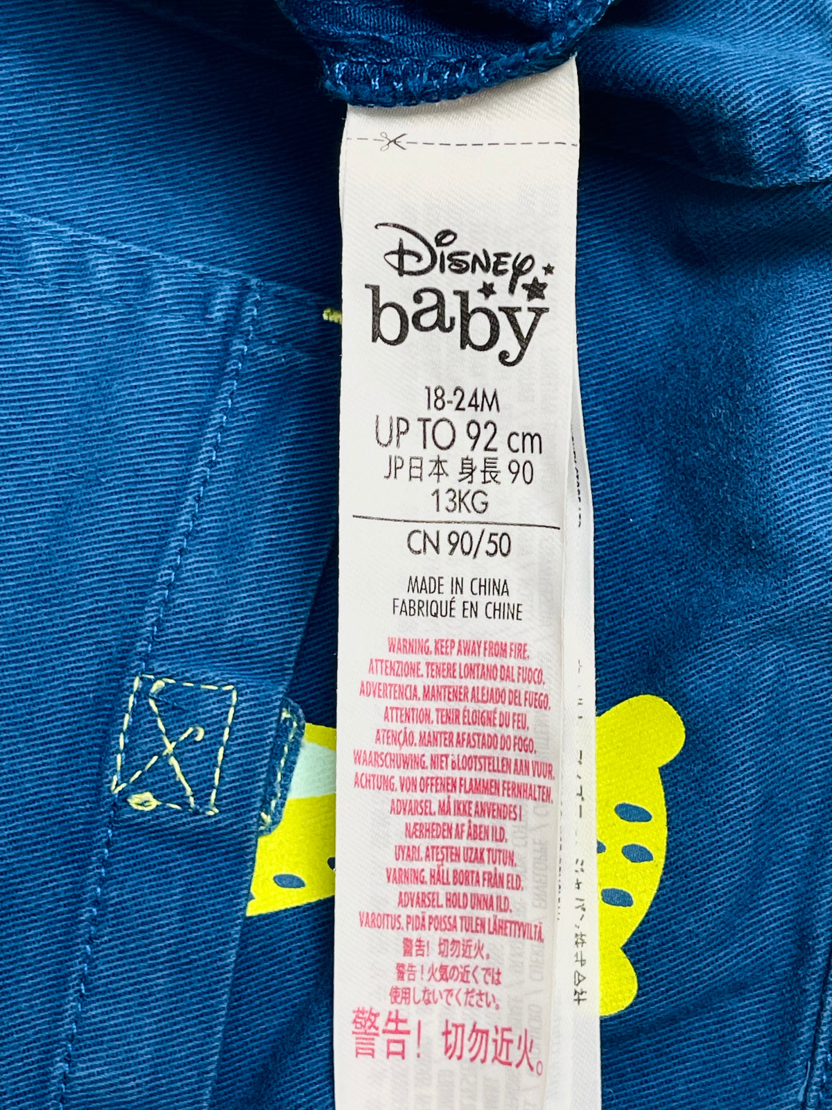 Disney Stitch Kids Denim Overalls with Embroidered Stitch