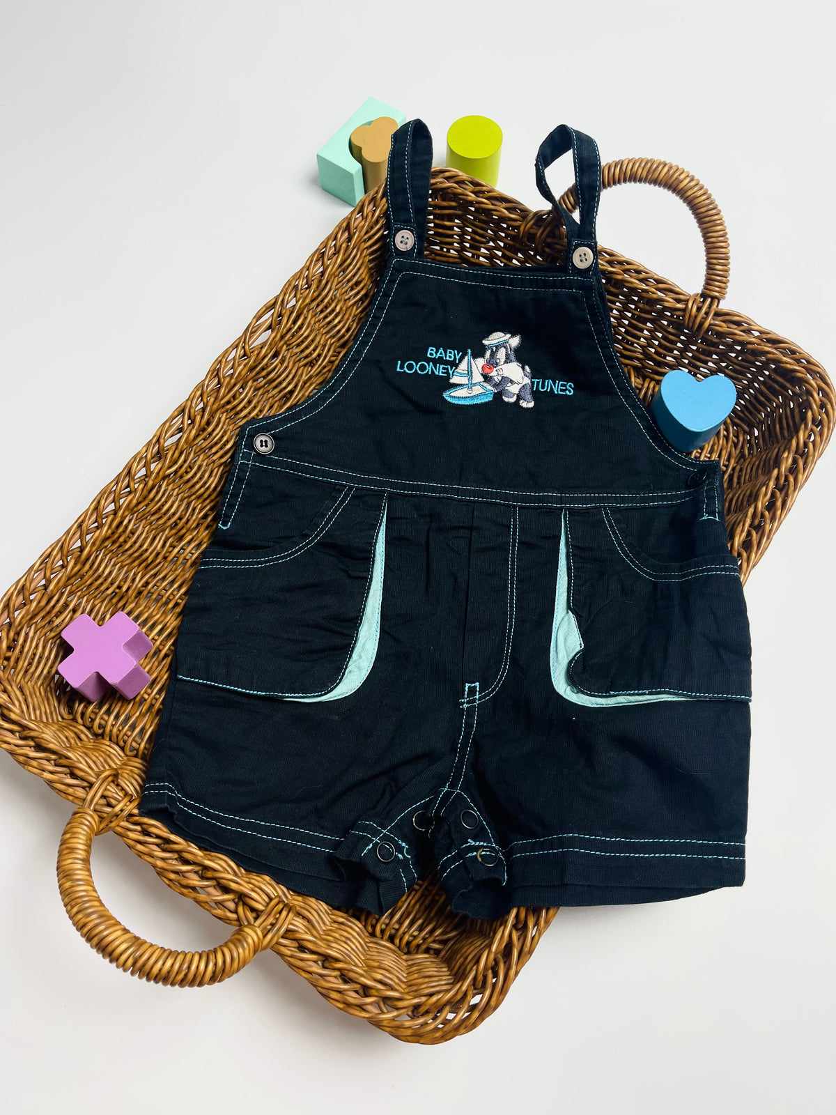 Vintage Baby Looney Tunes Black Overalls