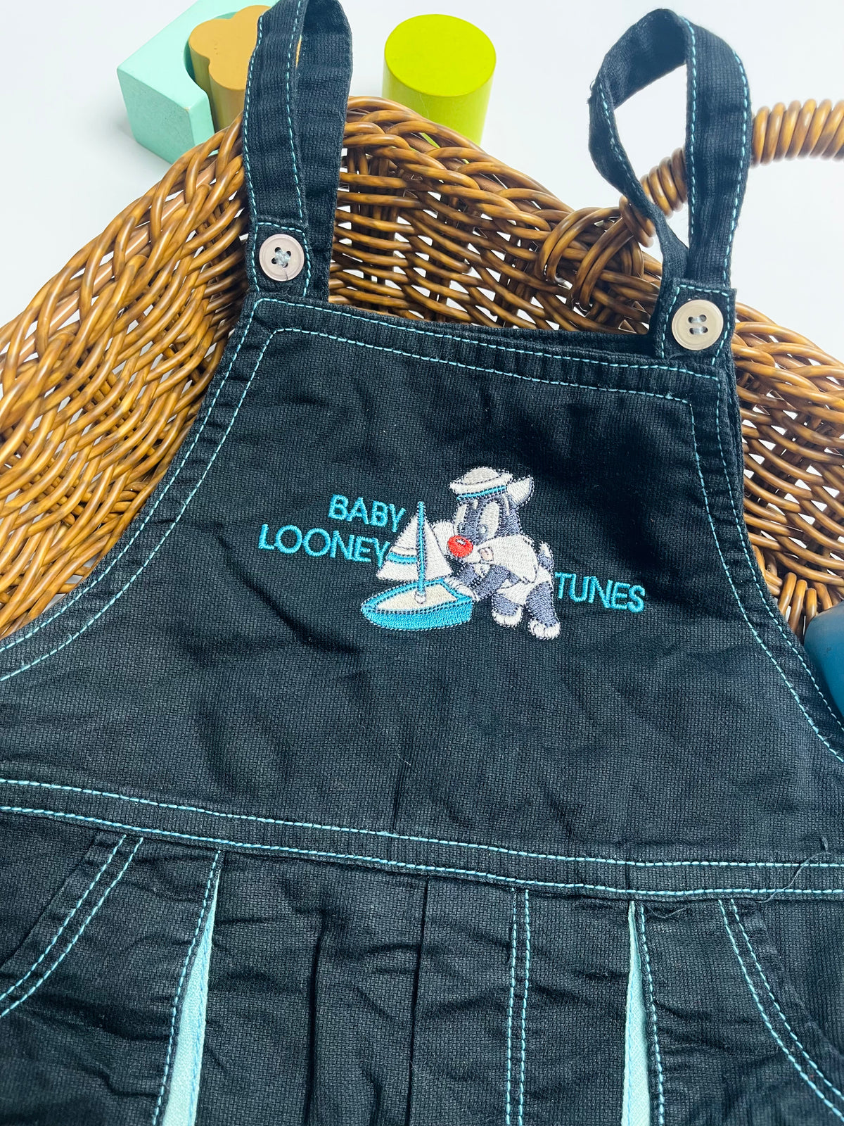 Vintage Baby Looney Tunes Black Overalls