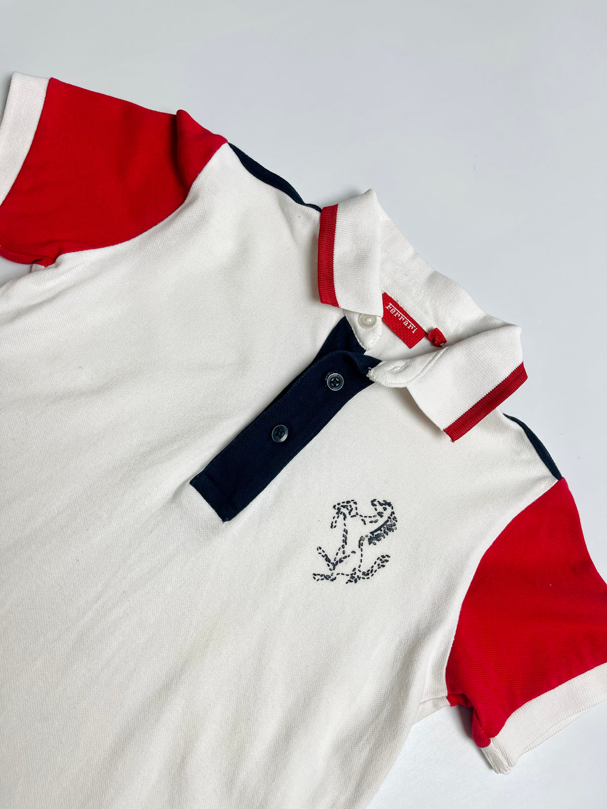 Ferrari White, Red & Navy Polo Shirt | Boys