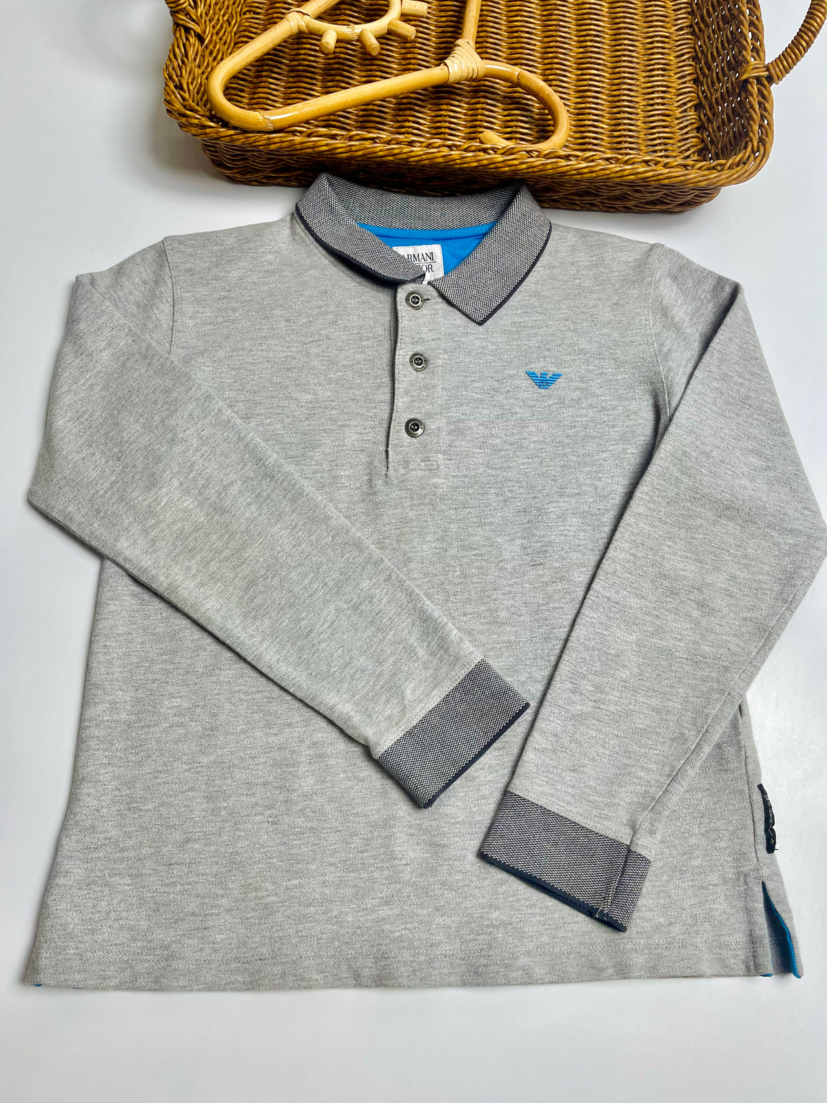 Armani Junior Grey Long-Sleeve Polo | Boys