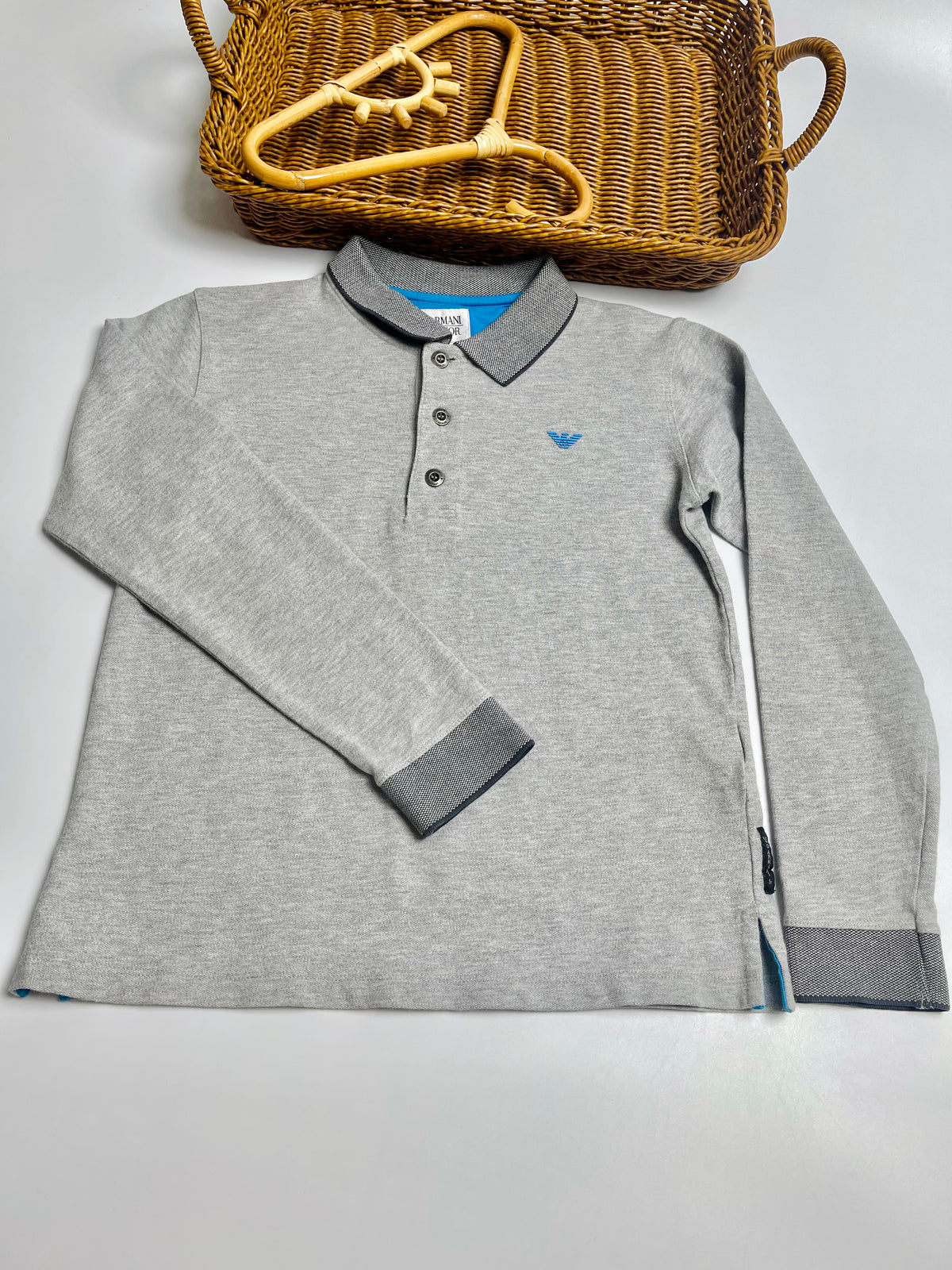 Armani Junior Grey Long-Sleeve Polo | Boys