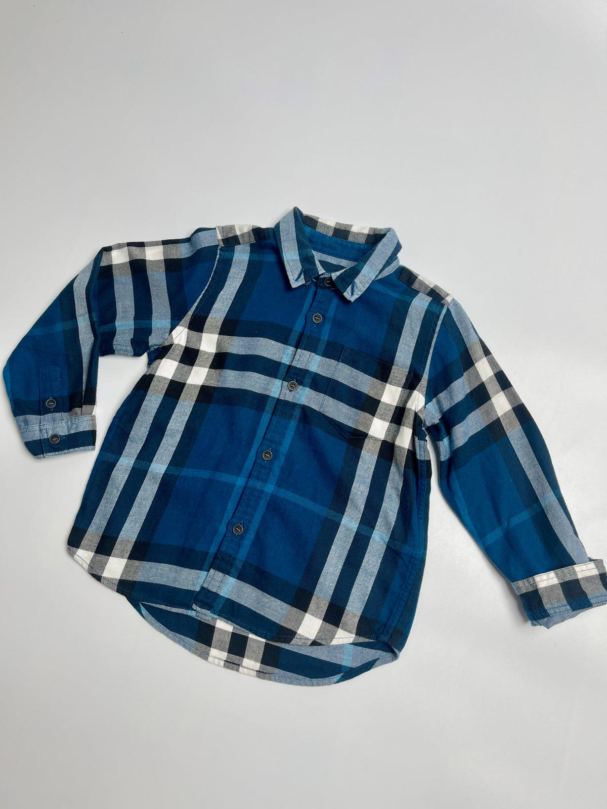 Burberry Kids Blue Check Long-Sleeve Button-Down Shirt