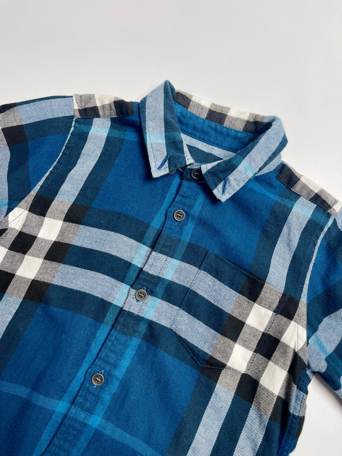 Burberry Kids Blue Check Long-Sleeve Button-Down Shirt