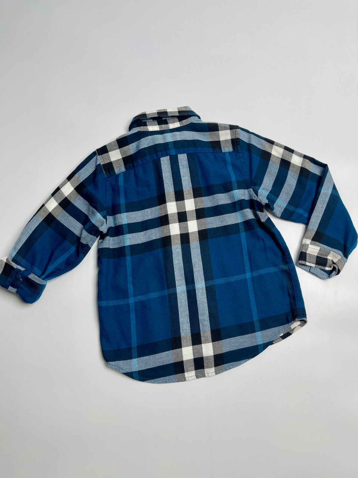 Burberry Kids Blue Check Long-Sleeve Button-Down Shirt