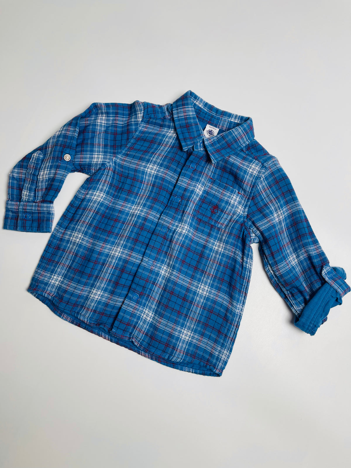 Petit Bateau Blue Plaid Shirt