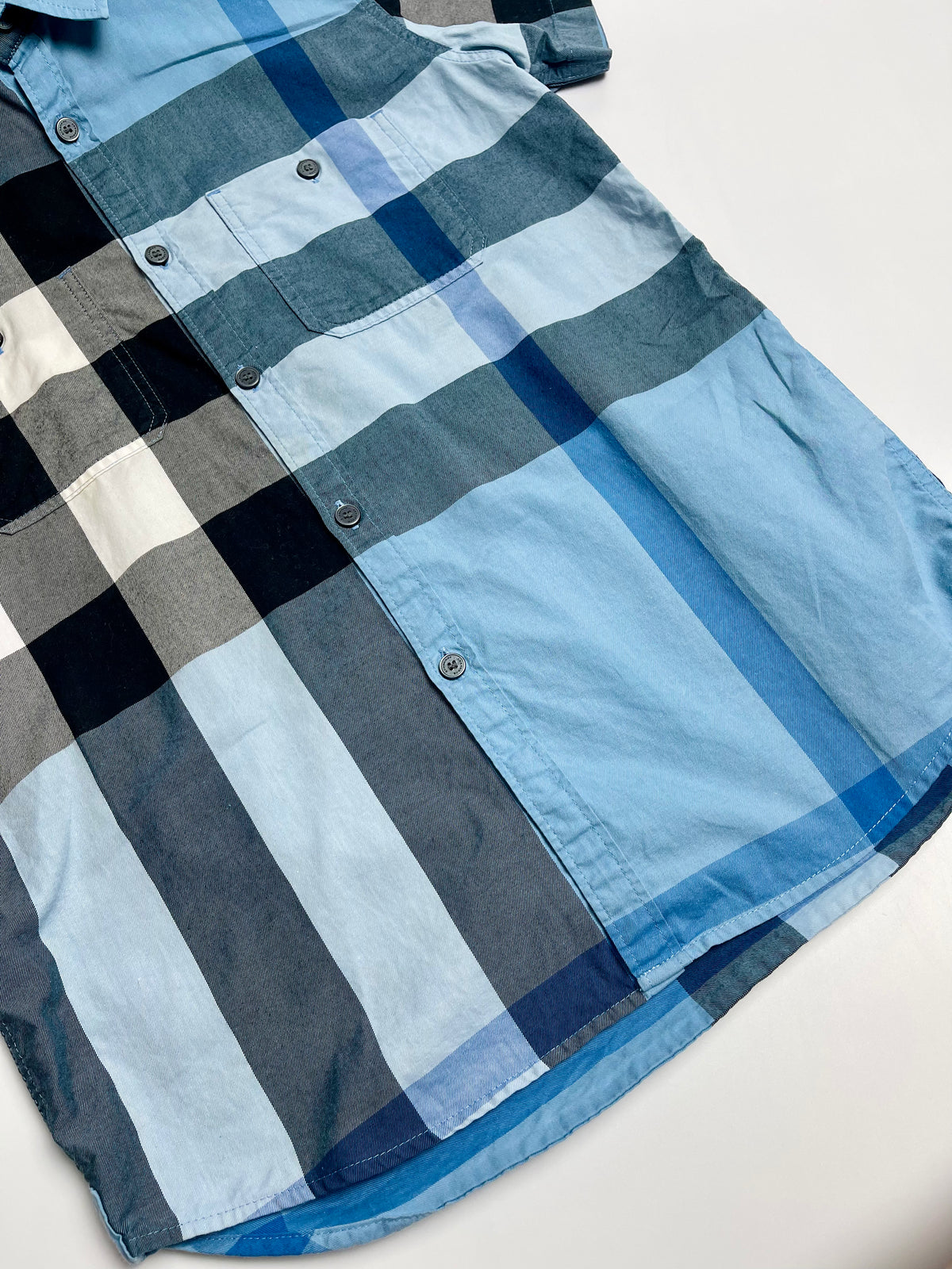 Burberry Kids Blue Patchwork Check Shirt