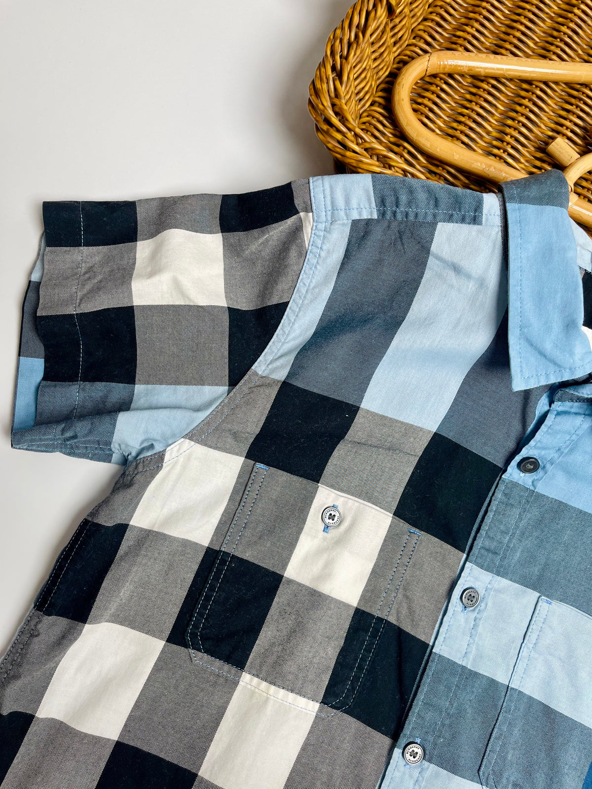 Burberry Kids Blue Patchwork Check Shirt