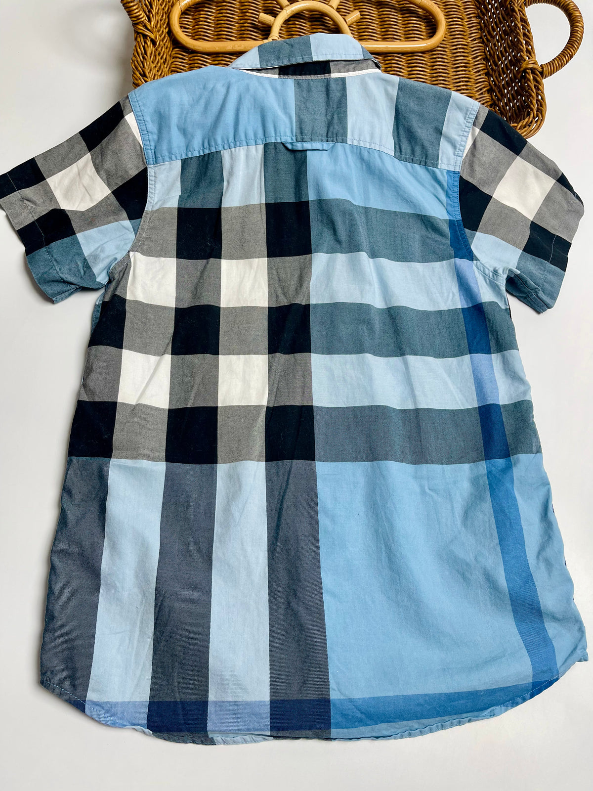 Burberry Kids Blue Patchwork Check Shirt