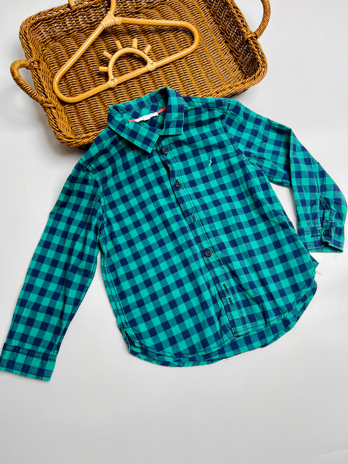 Jacadi Paris Green & Navy Gingham Shirt