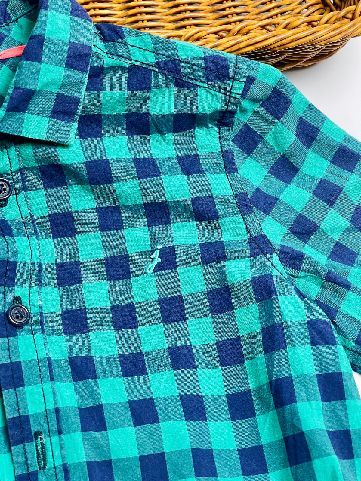 Jacadi Paris Green & Navy Gingham Shirt