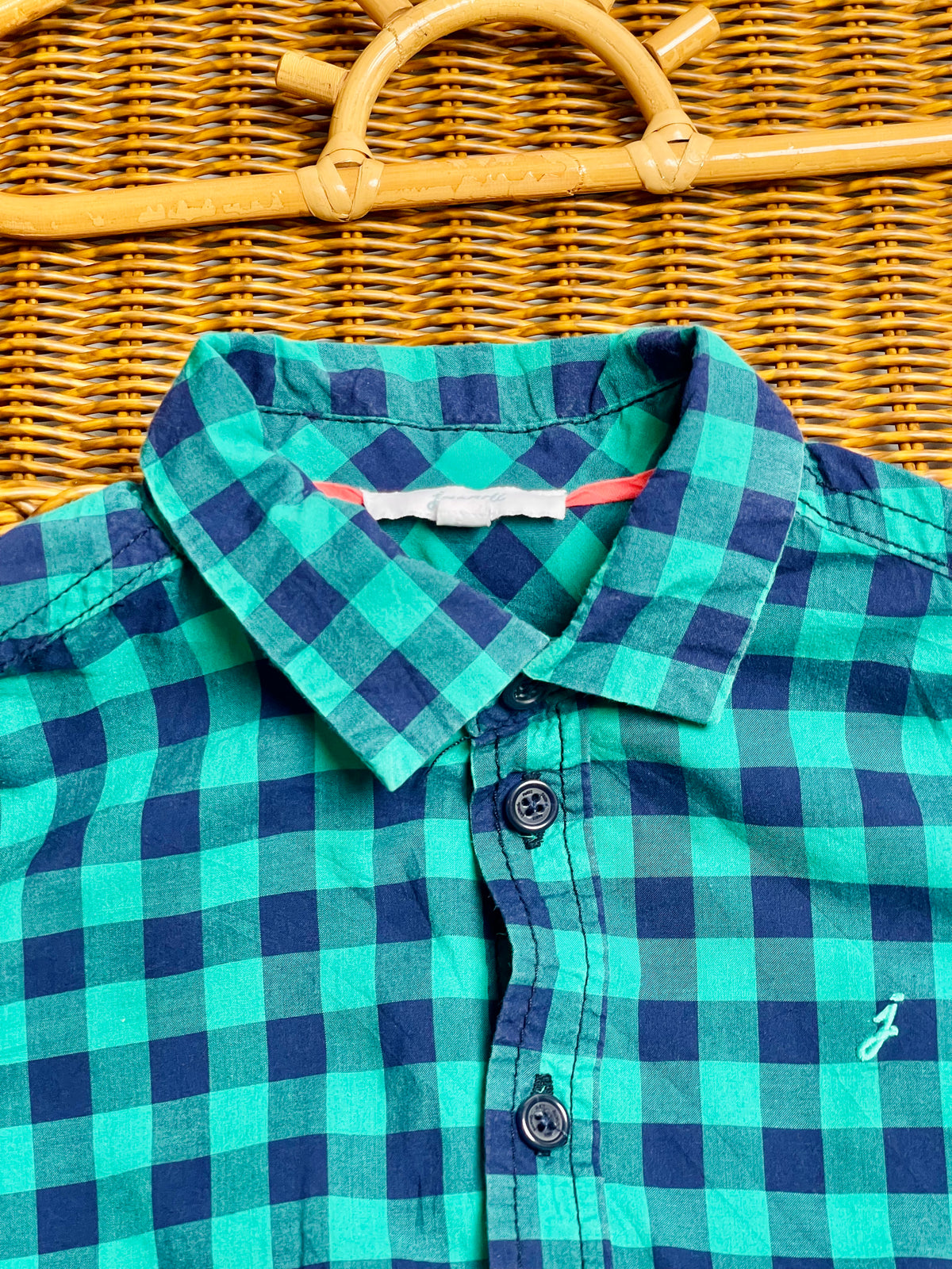Jacadi Paris Green & Navy Gingham Shirt