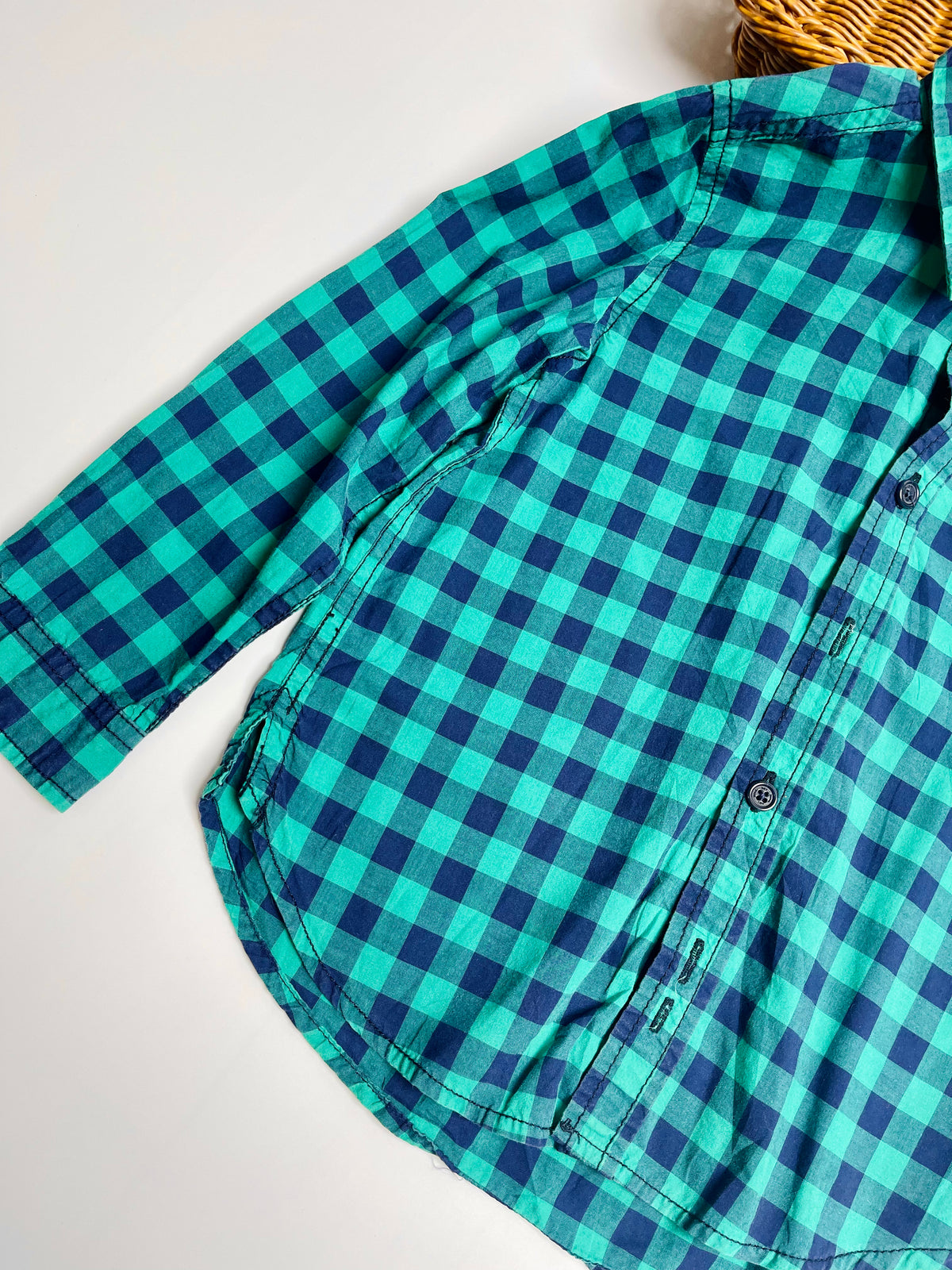 Jacadi Paris Green & Navy Gingham Shirt