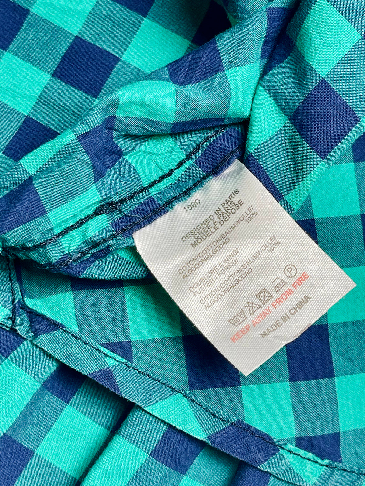 Jacadi Paris Green & Navy Gingham Shirt