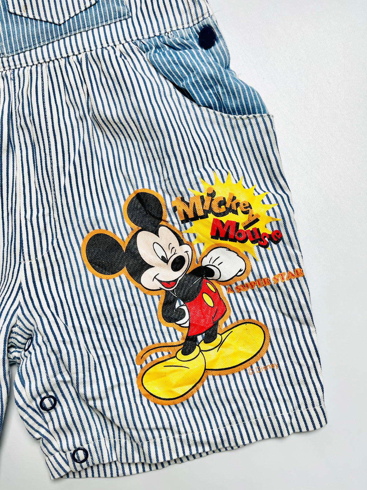 Mickey Mouse Striped Overall Shorts – Blue