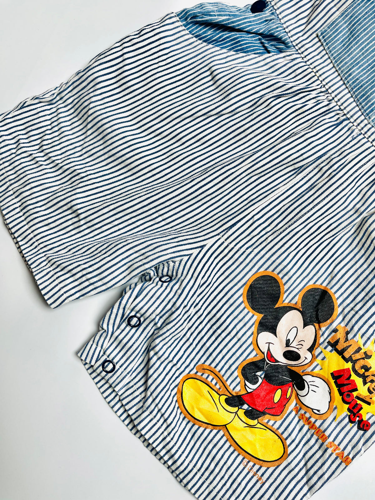 Mickey Mouse Striped Overall Shorts – Blue