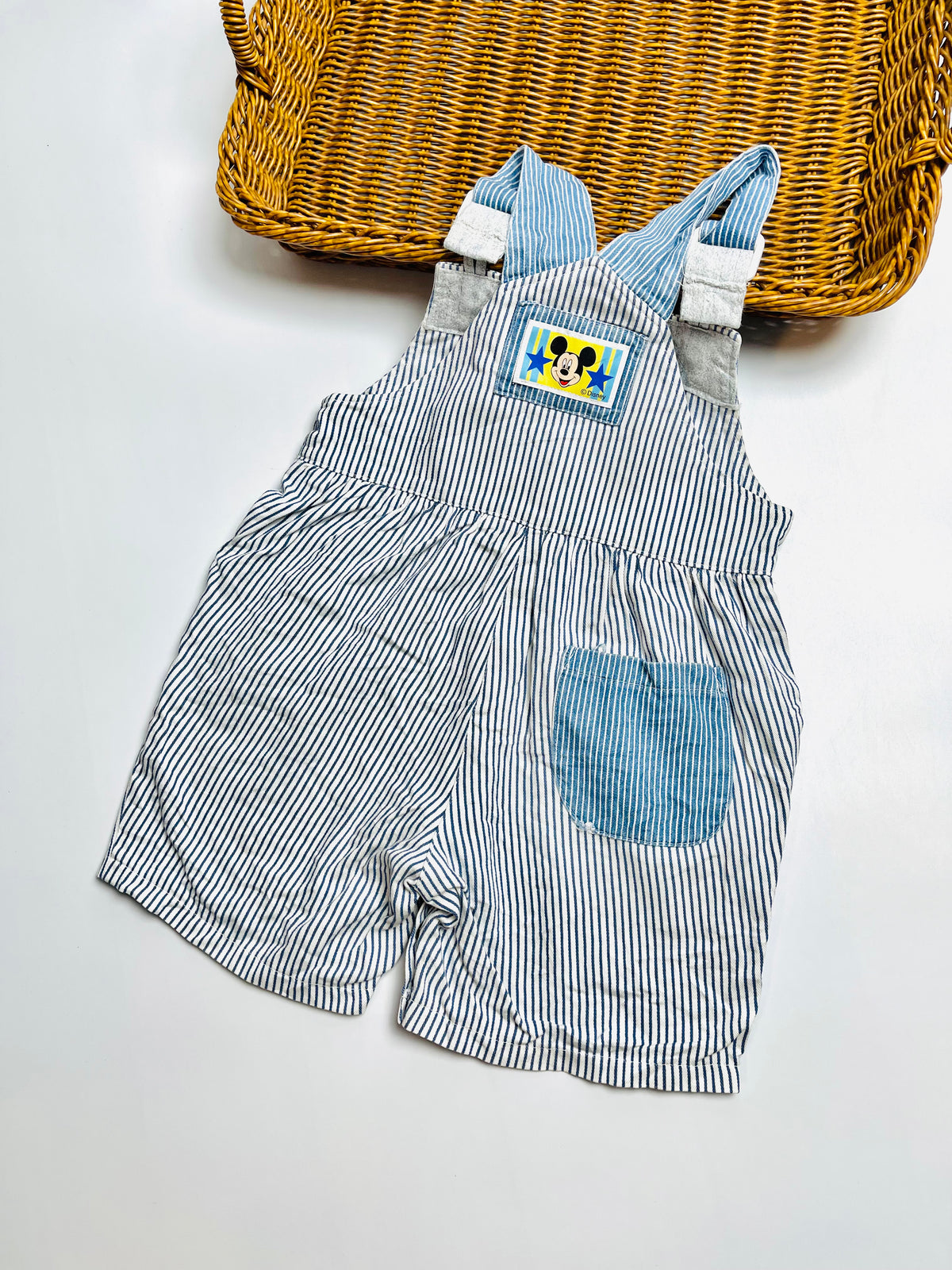 Mickey Mouse Striped Overall Shorts – Blue