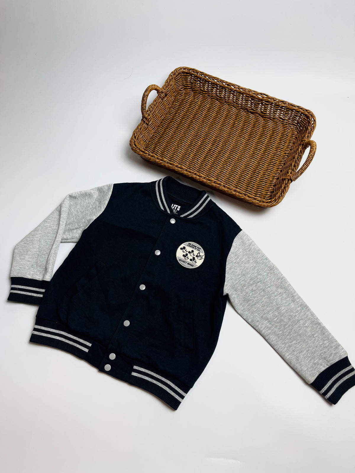 UNIQLO x Disney Mickey Mouse Navy & Grey Varsity Jacket | Kids