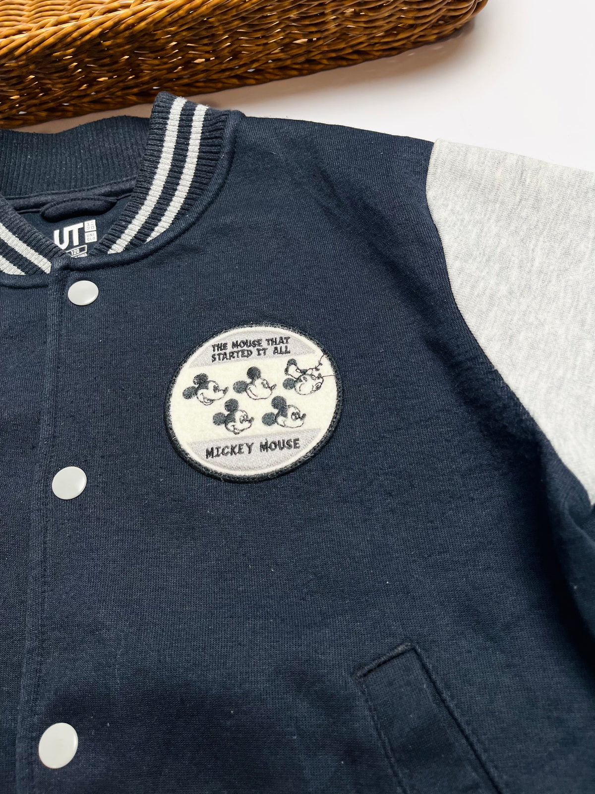 UNIQLO x Disney Mickey Mouse Navy & Grey Varsity Jacket | Kids