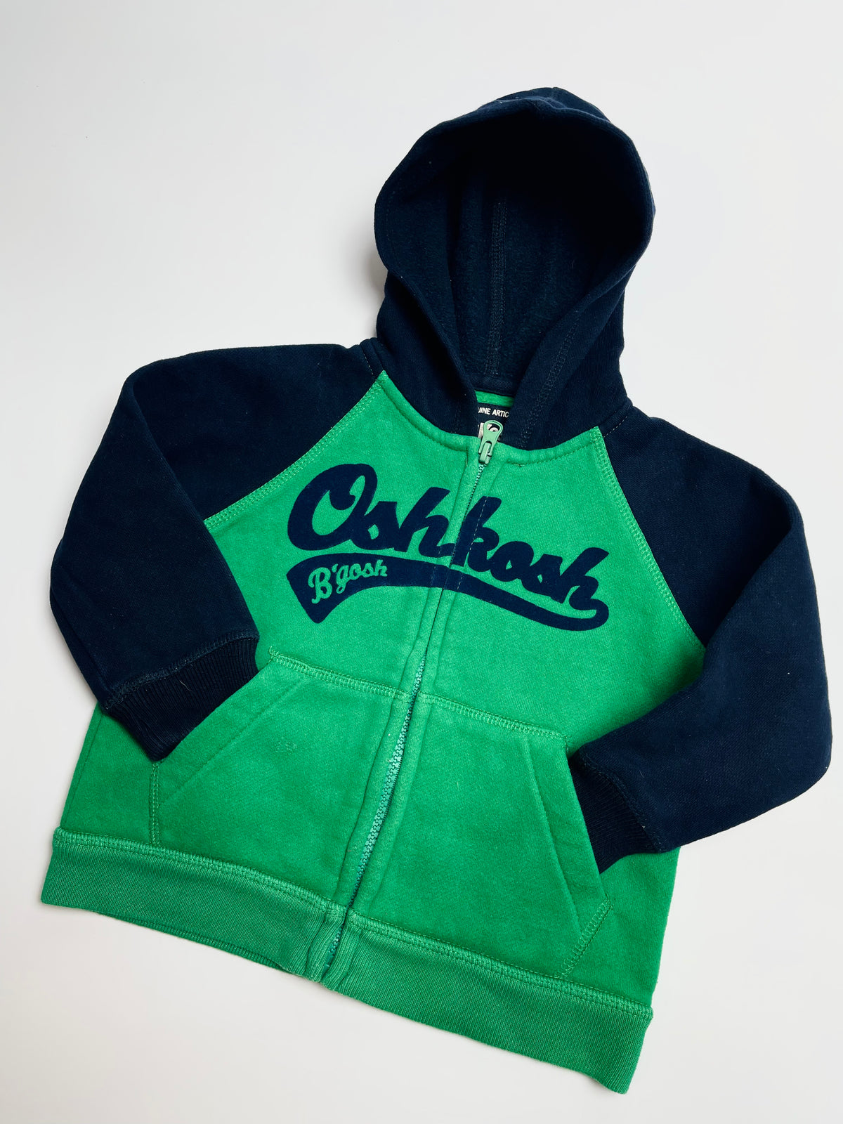 OshKosh B’gosh Kids Green & Navy Zip-Up Hoodie