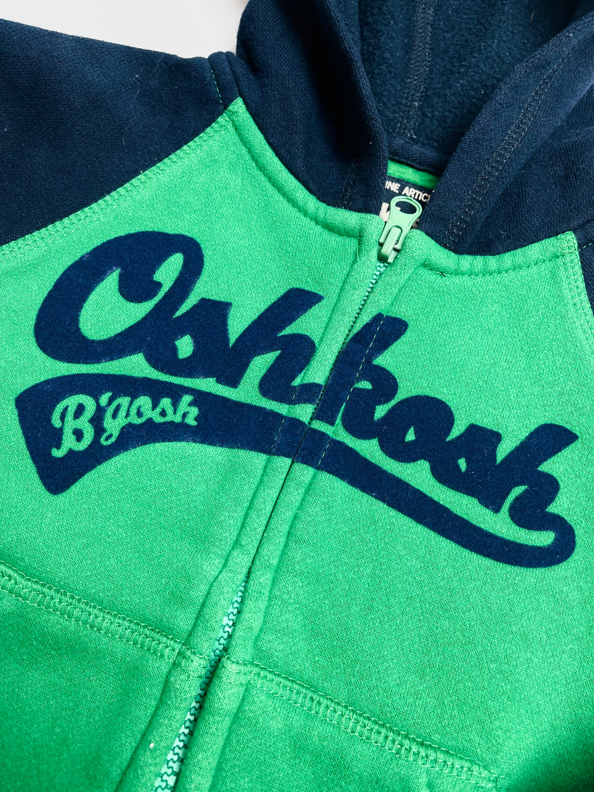 OshKosh B’gosh Kids Green & Navy Zip-Up Hoodie