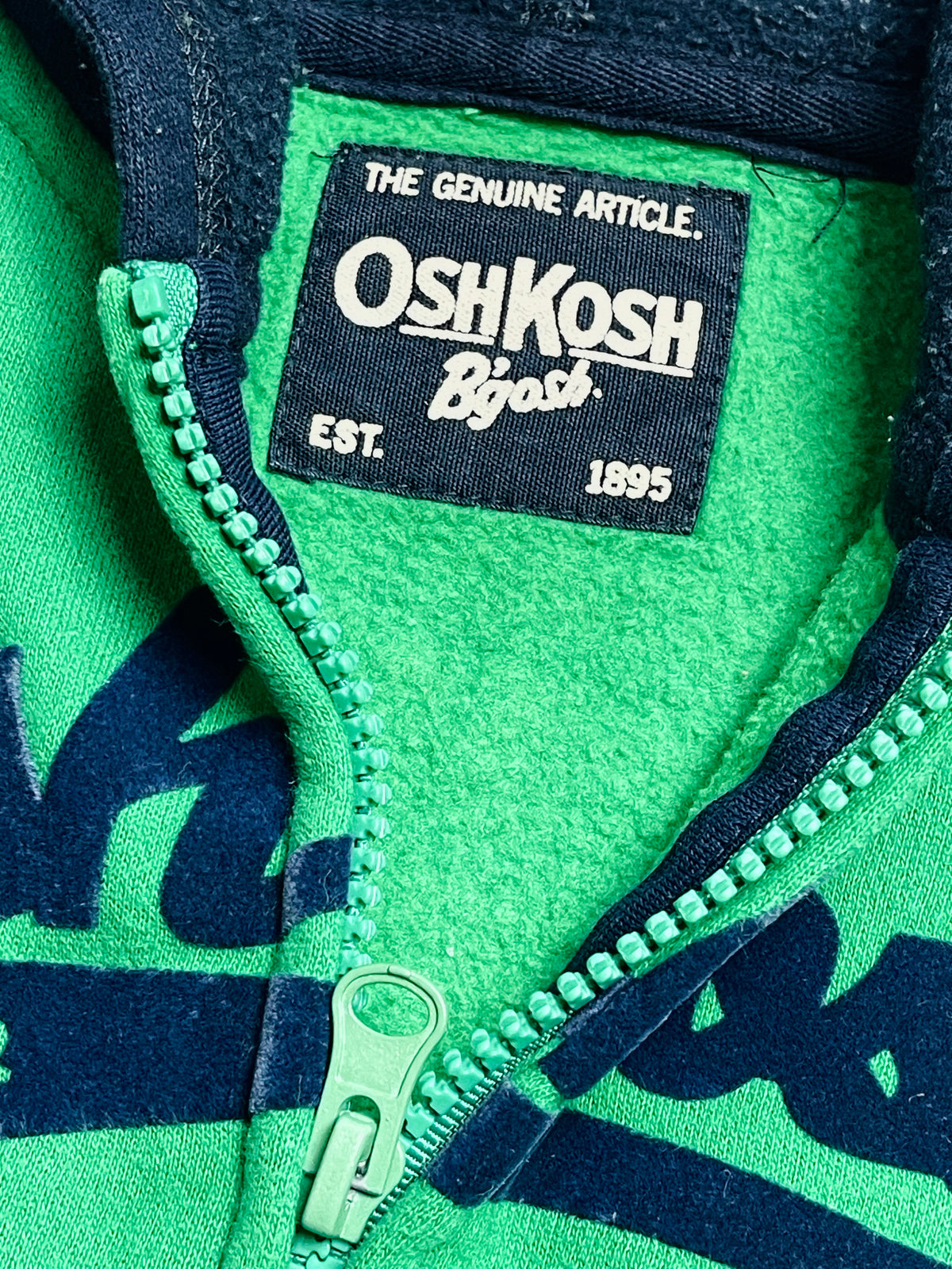 OshKosh B’gosh Kids Green & Navy Zip-Up Hoodie