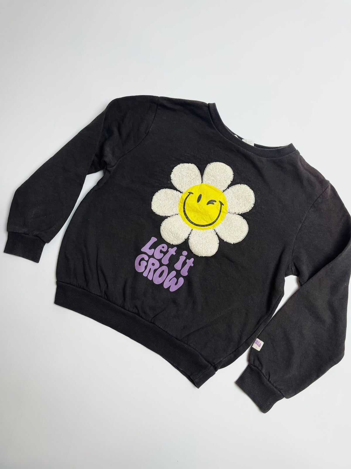 H&M Kids Black “Let It Grow” Flower Graphic Sweatshirt
